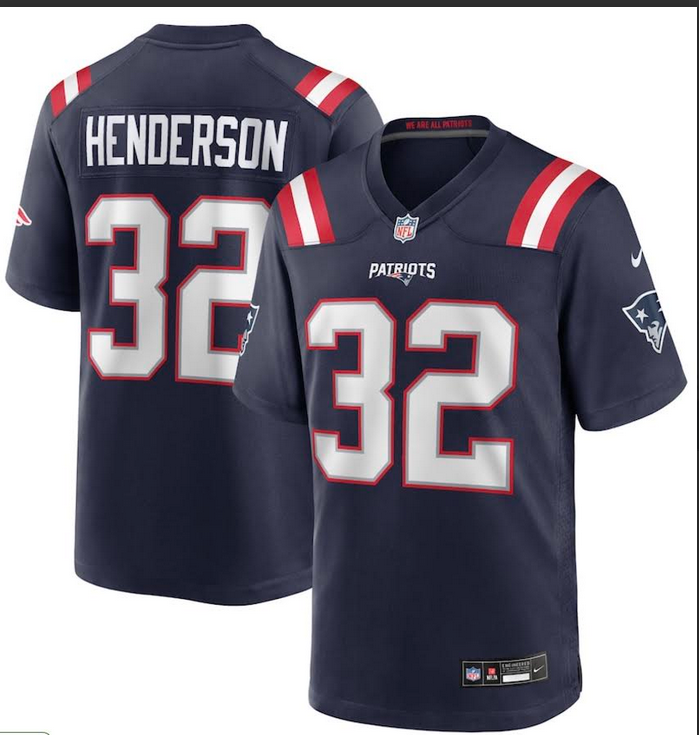 Men New England Patriots #32 Henderson blue Nike NFL 2025 jersey